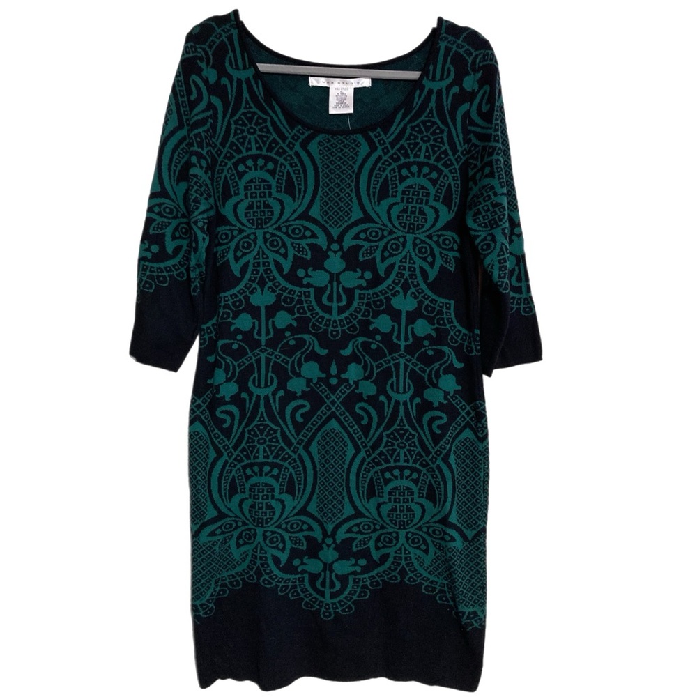Max Studio Sweater Dress Black Deep Green XL New with Tag! P7501